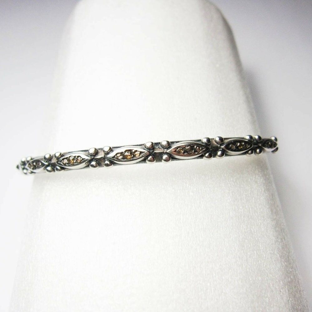 New Chan luu Bangle Cuff 925 Sterling Silver 0.32 ct champagne diamond $545
